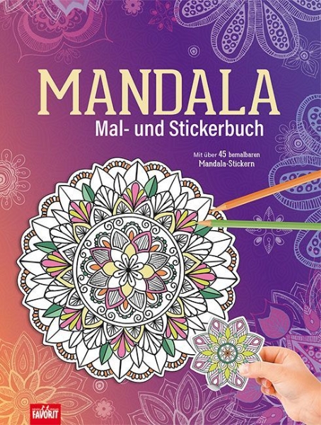 Buchcover und Innenansicht für das Buch: Mandala Mal- und Stickerbuch