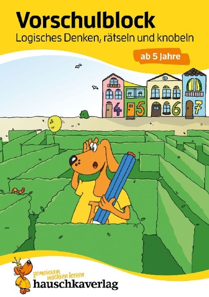 Buchcover und Innenansicht für das Buch: Vorschulblock - Logisches Denken, rätseln und knobeln ab 5 Jahre