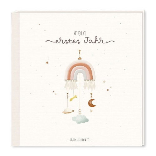 Buchcover und Innenansicht für das Buch: Baby-Album mit Stickerei Mein erstes Jahr