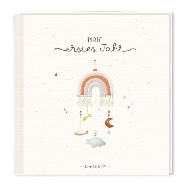 Buchcover und Innenansicht für das Buch: Baby-Album mit Stickerei Mein erstes Jahr