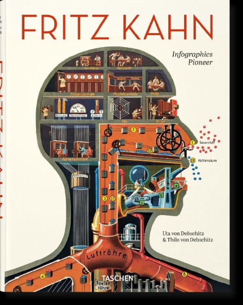Buchcover und Innenansicht für das Buch: Fritz Kahn. Infographics Pioneer
