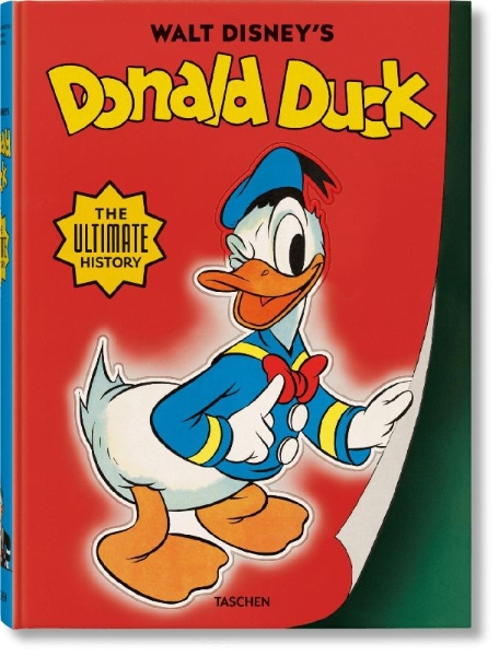 Buchcover und Innenansicht für das Buch: Walt Disney's Donald Duck. The Ultimate History