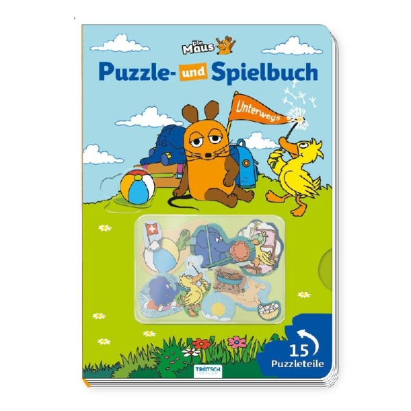 Buchcover und Innenansicht für das Buch: Trötsch Die Maus Puzzle- und Spielbuch