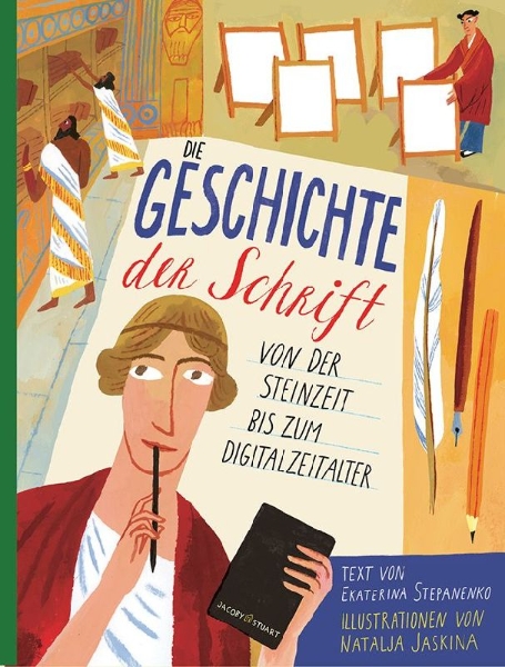 Buchcover und Innenansicht für das Buch: Die Geschichte der Schrift