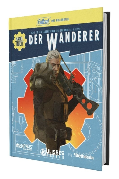 Buchcover und Innenansicht für das Buch: Fallout: Das Rollenspiel - Handbuch der Wanderer