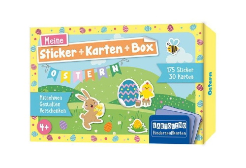 Buchcover und Innenansicht für das Buch: Meine Sticker + Karten + Box - Ostern