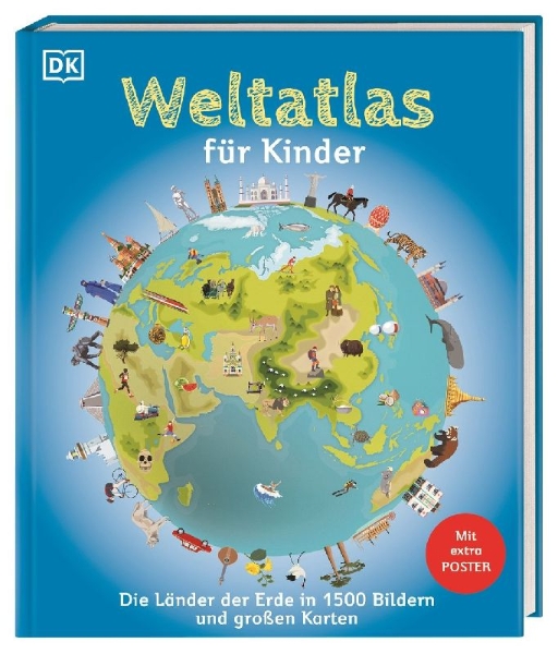 Buchcover und Innenansicht für das Buch: Weltatlas für Kinder
