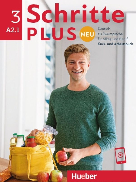 Buchcover und Innenansicht für das Buch: Schritte plus Neu 3. Kursbuch und Arbeitsbuch mit Audios online - Zielniveau A2.1