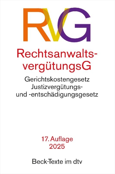 Buchcover und Innenansicht für das Buch: Rechtsanwaltsvergütungsgesetz. RVG