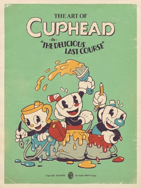 Buchcover und Innenansicht für das Buch: The Art of Cuphead: The Delicious Last Course