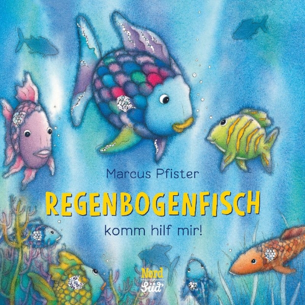 Buchcover und Innenansicht für das Buch: Regenbogenfisch, komm hilf mir!