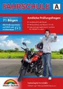Buchcover und Innenansicht für das Buch: Führerschein Fragebogen Klasse A, A1, A2 - Motorrad Theorieprüfung original amtlicher Fragenkatalog auf 71 Bögen