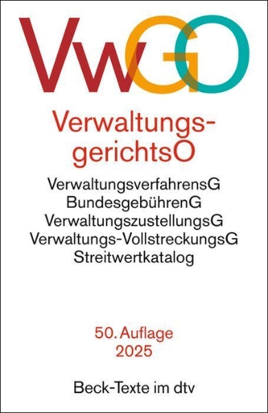 Buchcover und Innenansicht für das Buch: Verwaltungsgerichtsordnung, Verwaltungsverfahrensgesetz. VwGO