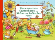Buchcover und Innenansicht für das Buch: Wenn sieben kleine Gartenhasen zu Käfern und Radieschen rasen