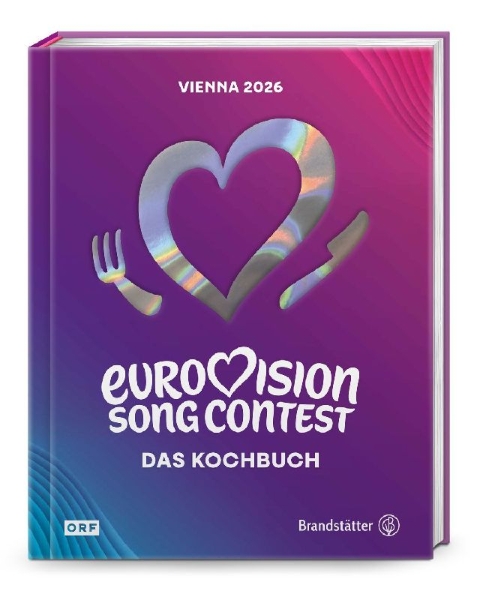 Buchcover und Innenansicht für das Buch: Eurovision Song Contest. Das Kochbuch