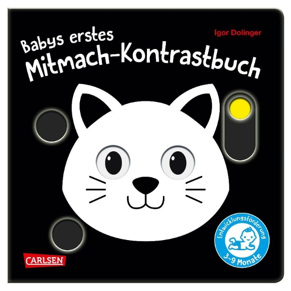 Buchcover und Innenansicht für das Buch: Babys erstes Mitmach-Kontrastbuch
