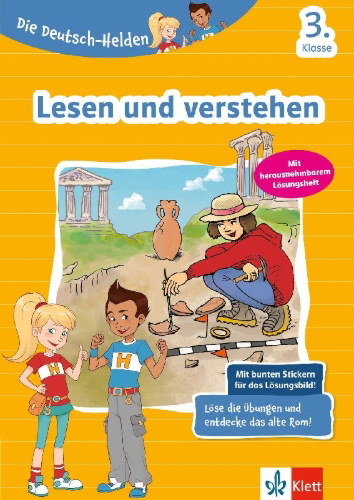 Buchcover und Innenansicht für das Buch: Die Deutsch-Helden: Lesen und verstehen 3. Klasse