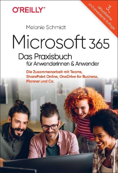 Buchcover und Innenansicht für das Buch: Microsoft 365 - Das Praxisbuch für Anwenderinnen und Anwender