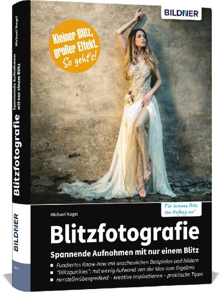 Buchcover und Innenansicht für das Buch: Blitzfotografie
