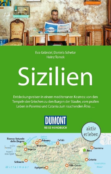 Buchcover und Innenansicht für das Buch: DUMONT Reise-Handbuch Reiseführer Sizilien