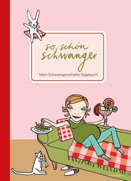 Buchcover und Innenansicht für das Buch: So schön schwanger. Mein Schwangerschafts-Tagebuch