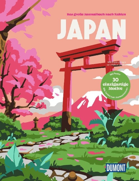 Buchcover und Innenansicht für das Buch: Japan - Das große Ausmalbuch nach Zahlen