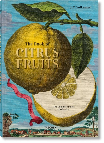 Buchcover und Innenansicht für das Buch: J. C. Volkamer. The Book of Citrus Fruits