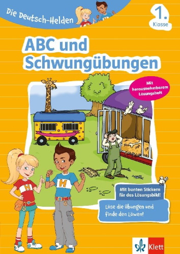 Buchcover und Innenansicht für das Buch: Die Deutsch-Helden ABC und Schwungübungen 1. Klasse