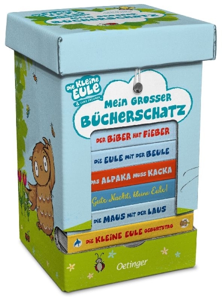 Buchcover und Innenansicht für das Buch: Die kleine Eule. Mein großer Bücherschatz