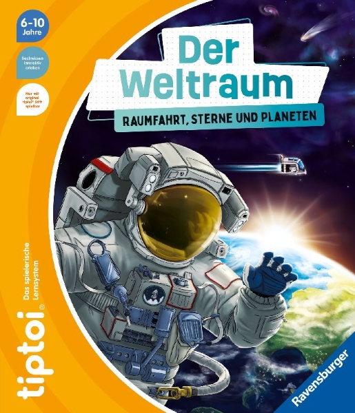 Buchcover und Innenansicht für das Buch: tiptoi® - Der Weltraum: Raumfahrt, Sterne und Planeten