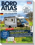 Buchcover und Innenansicht für das Buch: Bordatlas Stellplatzführer 2026