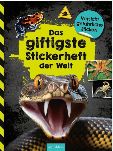 Buchcover und Innenansicht für das Buch: Das giftigste Stickerheft der Welt