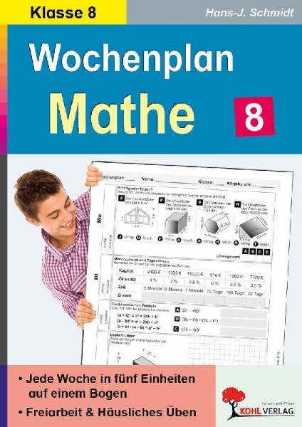 Buchcover und Innenansicht für das Buch: Wochenplan Mathe / Klasse 8