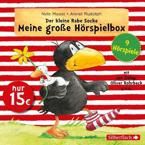 Buchcover und Innenansicht für das Buch: Der kleine Rabe Socke - Meine große Hörspielbox (9 Hörspiele)