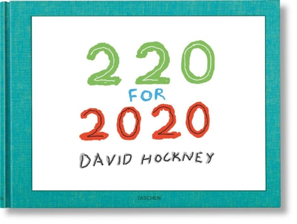 Buchcover und Innenansicht für das Buch: David Hockney. 220 for 2020