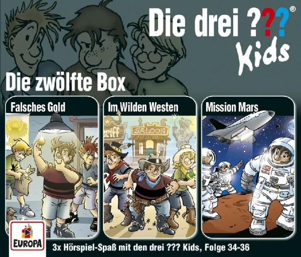Buchcover und Innenansicht für das Buch: Die drei ??? Kids 12. 3er Box - Folgen 34-36