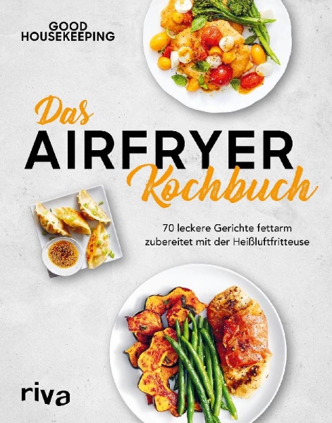 Buchcover und Innenansicht für das Buch: Das Airfryer-Kochbuch