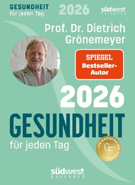 Buchcover und Innenansicht für das Buch: Gesundheit für jeden Tag 2026 - Tagesabreißkalender zum Aufstellen oder Aufhängen
