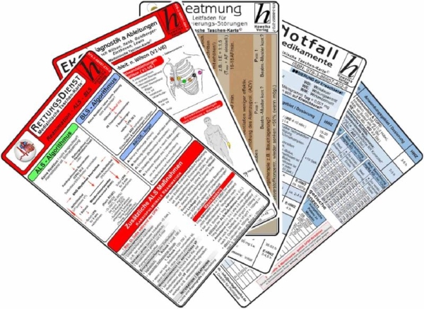 Buchcover und Innenansicht für das Buch: Rettungsdienst Karten-Set - EKG, Herzrhythmusstörungen, Notfallmedikamente, Reanimation