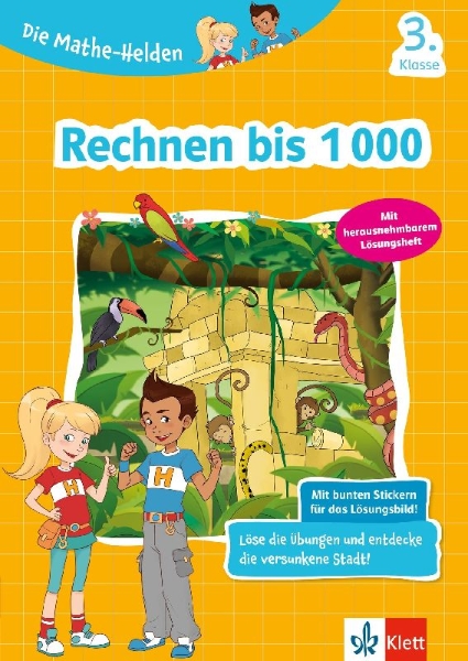 Buchcover und Innenansicht für das Buch: Klett Die Mathe-Helden Rechnen bis 1000 3. Klasse