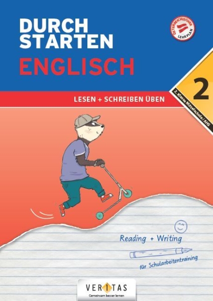 Buchcover und Innenansicht für das Buch: Durchstarten 2. Klasse - Englisch Mittelschule/AHS - Lesen und Schreiben