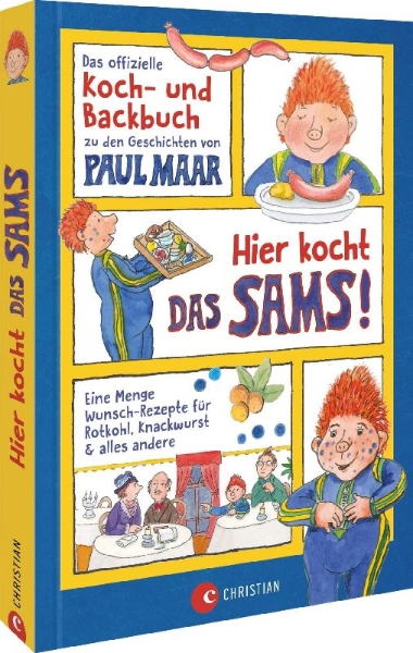Buchcover und Innenansicht für das Buch: Hier kocht das SAMS!