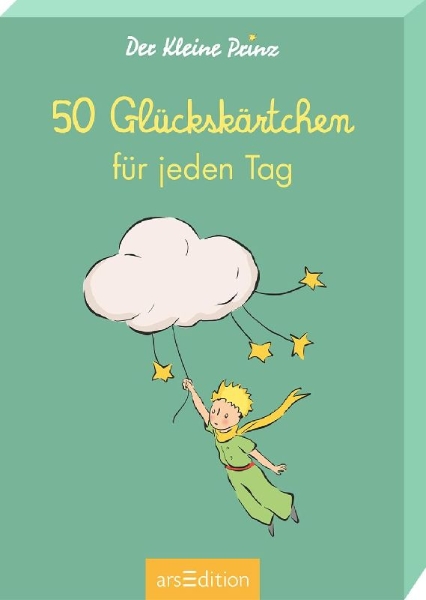 Buchcover und Innenansicht für das Buch: Der Kleine Prinz. 50 Glückskärtchen für jeden Tag