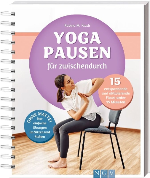 Buchcover und Innenansicht für das Buch: Yoga-Pausen für zwischendurch
