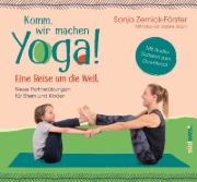 Buchcover und Innenansicht für das Buch: Komm, wir machen Yoga! Eine Reise um die Welt