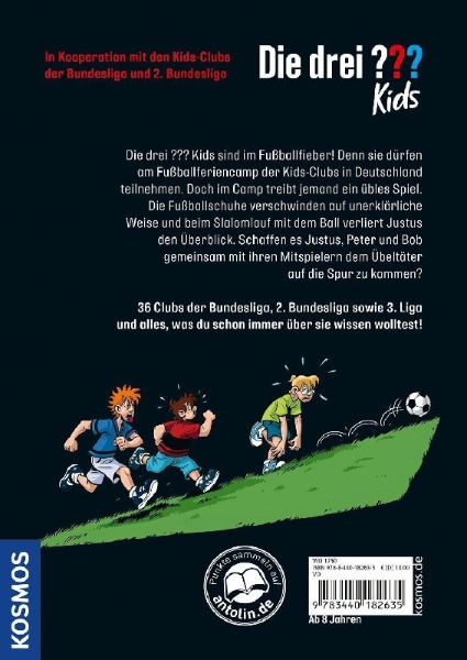 Buchcover und Innenansicht für das Buch: Die drei ??? Kids, Team Bundesliga