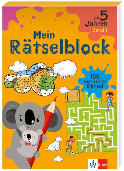 Buchcover und Innenansicht für das Buch: Klett Mein Rätselblock ab 5 Jahren Band 1