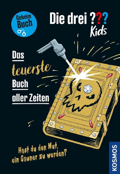 Buchcover und Innenansicht für das Buch: Die drei ??? Kids, Das teuerste Buch aller Zeiten