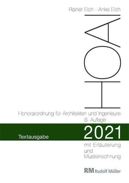 Buchcover und Innenansicht für das Buch: HOAI 2021 - Textausgabe Honorarordnung für Architekten und Ingenieure
