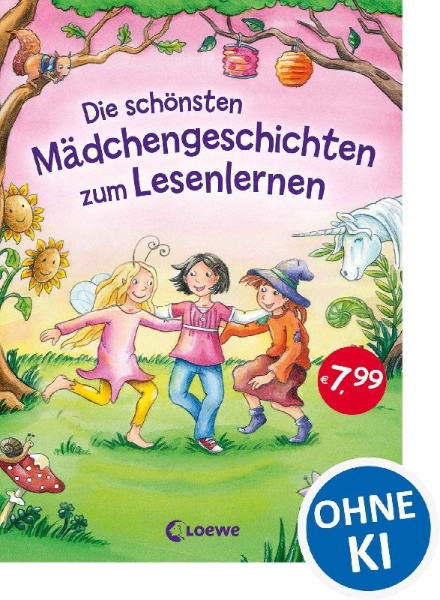 Buchcover und Innenansicht für das Buch: Die schönsten Mädchengeschichten zum Lesenlernen